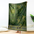Lime Green African Dashiki With Australia Aboriginal Art Blanket