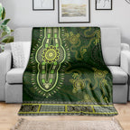 Lime Green African Dashiki With Australia Aboriginal Art Blanket