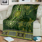 Lime Green African Dashiki With Australia Aboriginal Art Blanket
