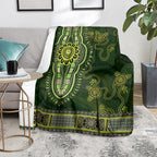 Lime Green African Dashiki With Australia Aboriginal Art Blanket
