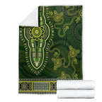 Lime Green African Dashiki With Australia Aboriginal Art Blanket