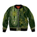 Lime Green African Dashiki With Australia Aboriginal Art Bomber Jacket