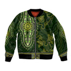Lime Green African Dashiki With Australia Aboriginal Art Bomber Jacket