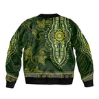 Lime Green African Dashiki With Australia Aboriginal Art Bomber Jacket