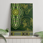 Lime Green African Dashiki With Australia Aboriginal Art Canvas Wall Art
