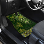 Lime Green African Dashiki With Australia Aboriginal Art Car Mats