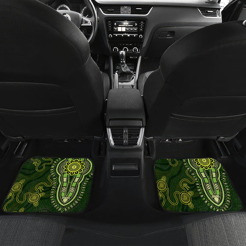 Lime Green African Dashiki With Australia Aboriginal Art Car Mats