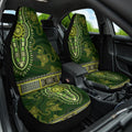 Lime Green African Dashiki With Australia Aboriginal Art Car Seat Cover