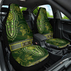 Lime Green African Dashiki With Australia Aboriginal Art Car Seat Cover
