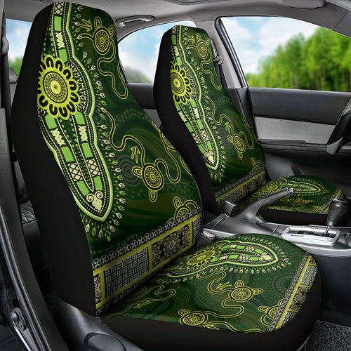 Lime Green African Dashiki With Australia Aboriginal Art Car Seat Cover