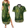Lime Green African Dashiki With Australia Aboriginal Art Couples Matching Summer Maxi Dress and Hawaiian Shirt