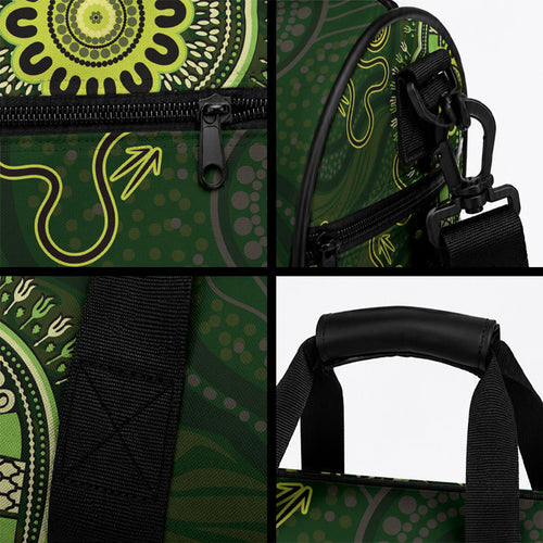 Lime Green African Dashiki With Australia Aboriginal Art Duffle Bag