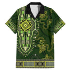 Lime Green African Dashiki With Australia Aboriginal Art Family Matching Mermaid Dress and Hawaiian Shirt