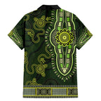 Lime Green African Dashiki With Australia Aboriginal Art Family Matching Mermaid Dress and Hawaiian Shirt