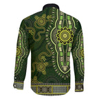 Lime Green African Dashiki With Australia Aboriginal Art Family Matching Mermaid Dress and Hawaiian Shirt