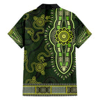 Lime Green African Dashiki With Australia Aboriginal Art Family Matching Off The Shoulder Long Sleeve Dress and Hawaiian Shirt