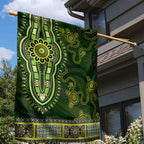 Lime Green African Dashiki With Australia Aboriginal Art Garden Flag