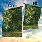 Lime Green African Dashiki With Australia Aboriginal Art Garden Flag