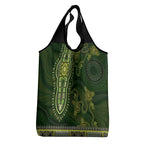 Lime Green African Dashiki With Australia Aboriginal Art Grocery Bag