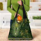 Lime Green African Dashiki With Australia Aboriginal Art Grocery Bag