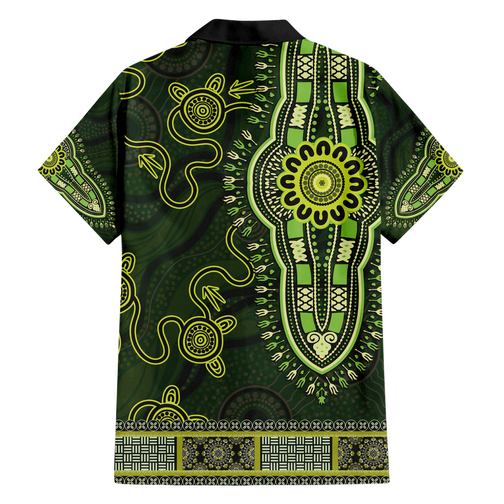 Lime Green African Dashiki With Australia Aboriginal Art Hawaiian Shirt