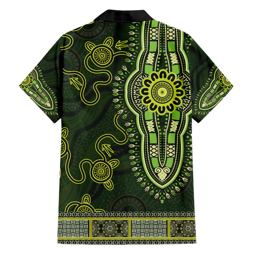 Lime Green African Dashiki With Australia Aboriginal Art Hawaiian Shirt