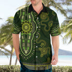 Lime Green African Dashiki With Australia Aboriginal Art Hawaiian Shirt