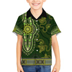 Lime Green African Dashiki With Australia Aboriginal Art Hawaiian Shirt