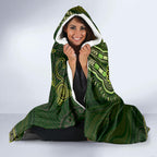 Lime Green African Dashiki With Australia Aboriginal Art Hooded Blanket