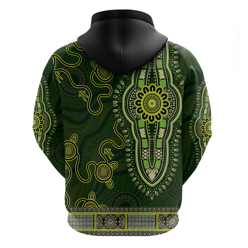 Lime Green African Dashiki With Australia Aboriginal Art Hoodie