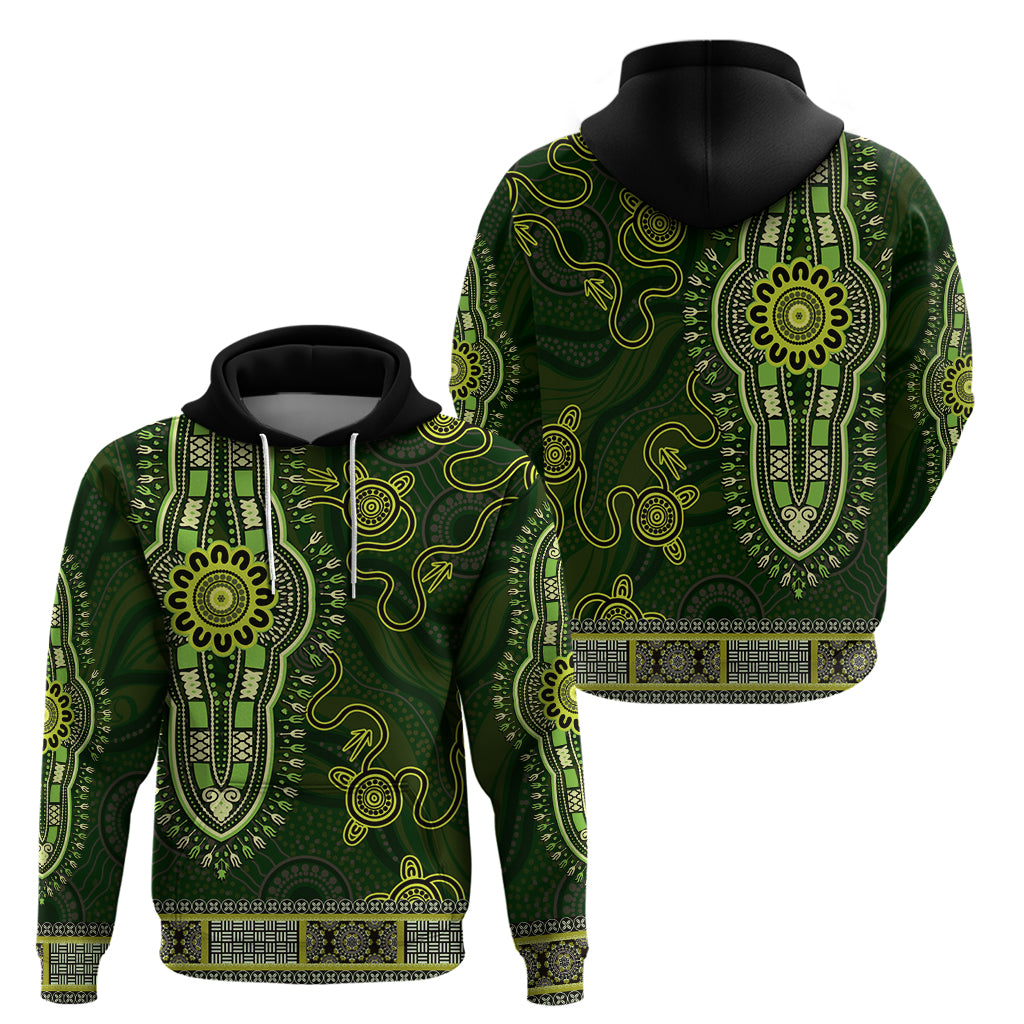 Lime Green African Dashiki With Australia Aboriginal Art Hoodie