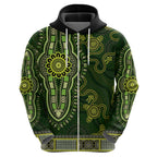 Lime Green African Dashiki With Australia Aboriginal Art Hoodie