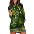 Lime Green African Dashiki With Australia Aboriginal Art Hoodie Dress