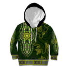 Lime Green African Dashiki With Australia Aboriginal Art Kid Hoodie