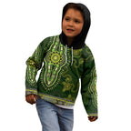 Lime Green African Dashiki With Australia Aboriginal Art Kid Hoodie