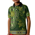 Lime Green African Dashiki With Australia Aboriginal Art Kid Polo Shirt