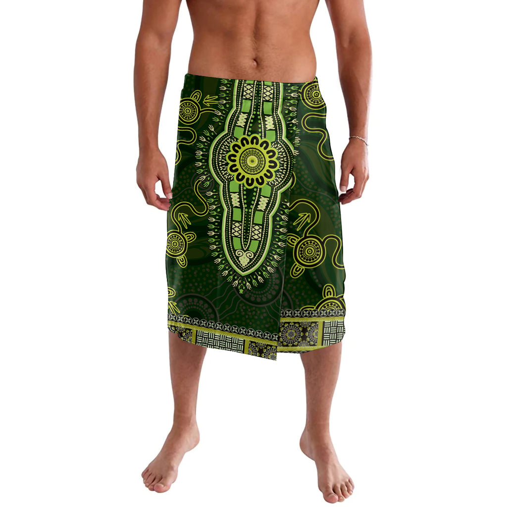 Lime Green African Dashiki With Australia Aboriginal Art Lavalava