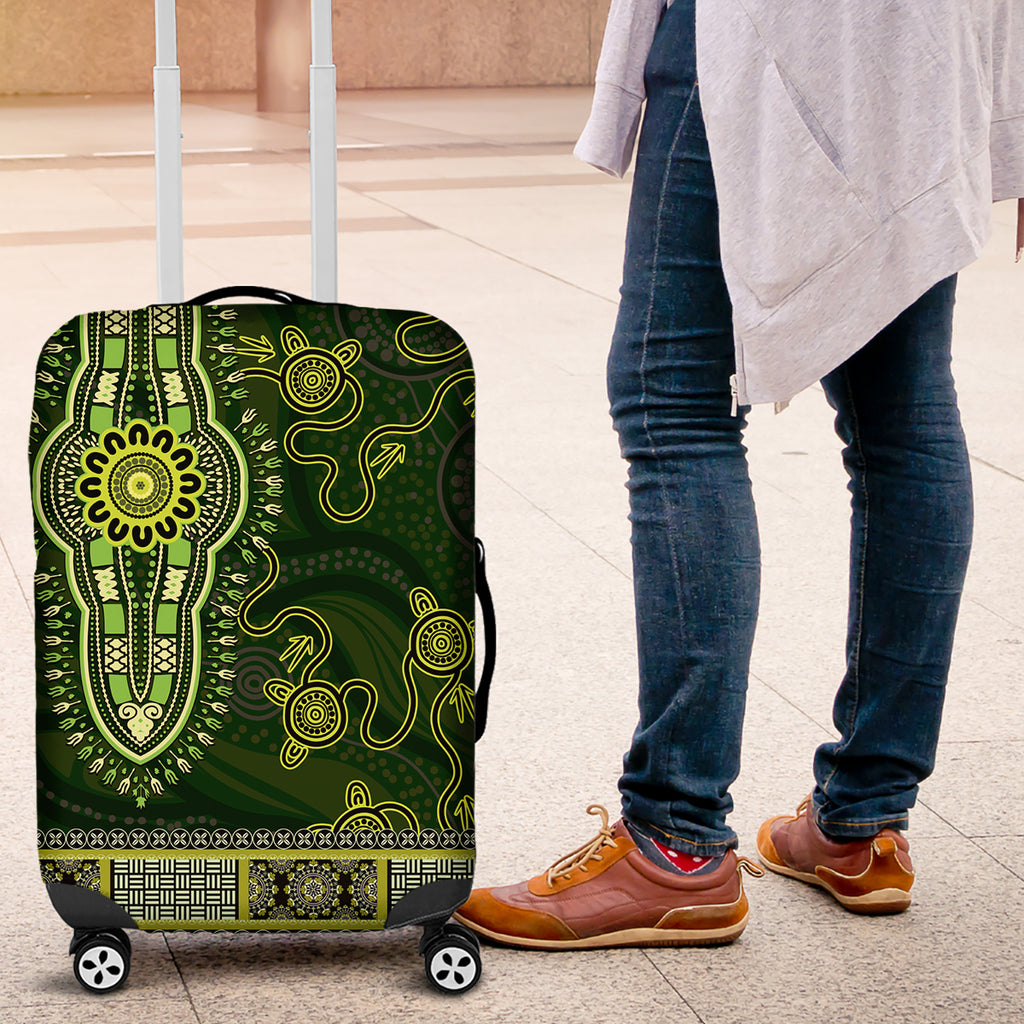 Lime Green African Dashiki With Australia Aboriginal Art Luggage Cover