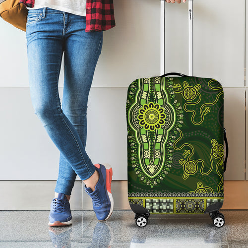 Lime Green African Dashiki With Australia Aboriginal Art Luggage Cover