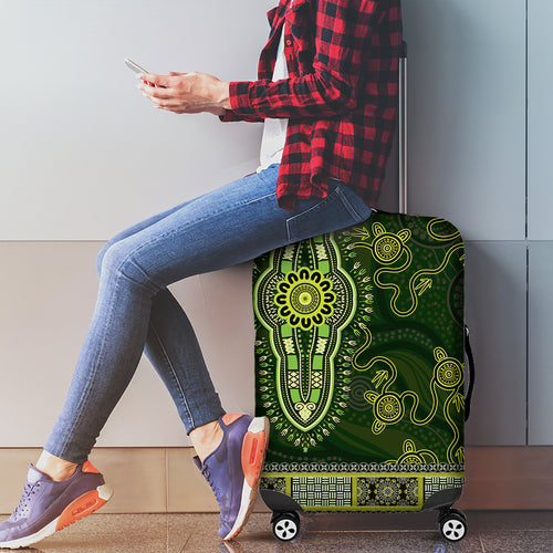 Lime Green African Dashiki With Australia Aboriginal Art Luggage Cover