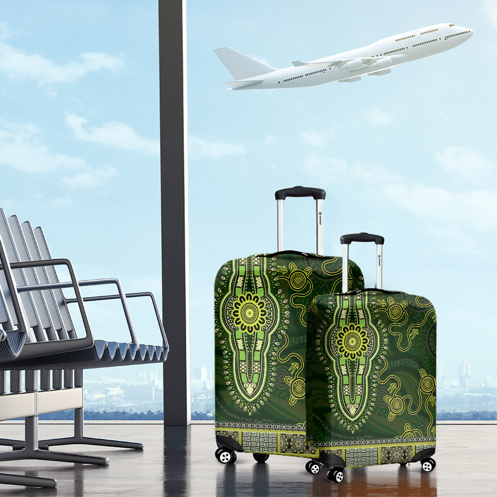 Lime Green African Dashiki With Australia Aboriginal Art Luggage Cover