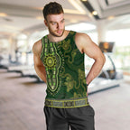 Lime Green African Dashiki With Australia Aboriginal Art Men Tank Top