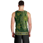 Lime Green African Dashiki With Australia Aboriginal Art Men Tank Top