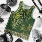 Lime Green African Dashiki With Australia Aboriginal Art Men Tank Top