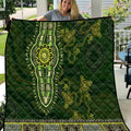 Lime Green African Dashiki With Australia Aboriginal Art Quilt