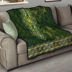 Lime Green African Dashiki With Australia Aboriginal Art Quilt