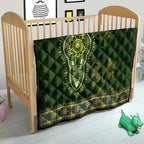 Lime Green African Dashiki With Australia Aboriginal Art Quilt