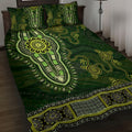 Lime Green African Dashiki With Australia Aboriginal Art Quilt Bed Set