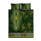 Lime Green African Dashiki With Australia Aboriginal Art Quilt Bed Set