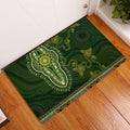 Lime Green African Dashiki With Australia Aboriginal Art Rubber Doormat